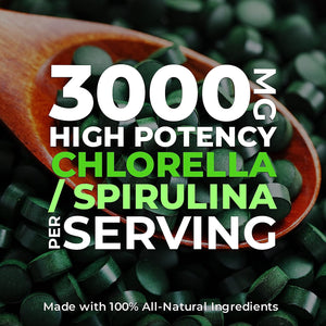 Earth Circle Organics Premium Chlorella/Spirulina Tablets (50/50) 1000 Tablets, Organic, Kosher, Highest Potency - Pure Superfood, Cracked Wall, Chlorophyll, no additives, or fillers.